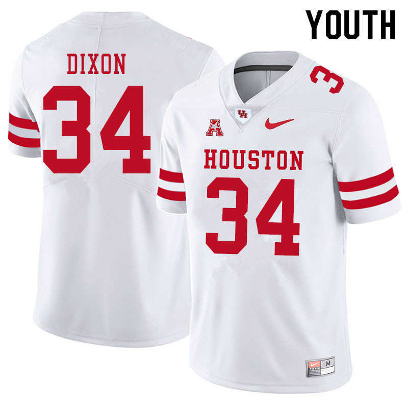 Youth #34 Dylan Dixon Houston Cougars College Football Jerseys Sale-White - Click Image to Close
